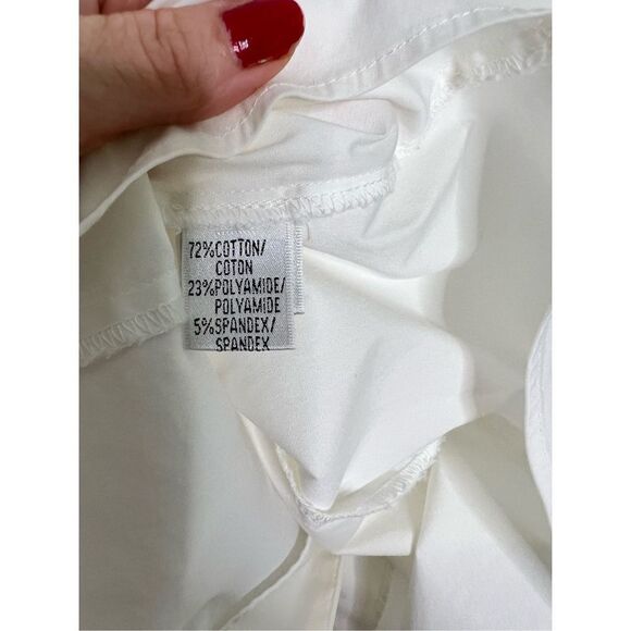 Lafayette 148 white 3/4 ruched sleeve shirt sz 10 - Picture 6 of 6